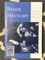Book History, volume 25, issue 1, spring 2022