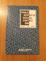 Philosophy & social criticism, vol. 27, no. 1 (2001)