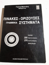 Πίνακες-Ορίζουσες Γραμμικά συστήματα ,1η δεσμη ,Γ' λυκειου ,250λυμενες ασκησεις -270 αλυτες σκησεις-βασικη θεωρια [ γ. μεϊντάνης ,1984]