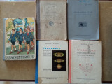 5 Σχολικά βιβλία 1950 -1961. Αναγνωστικόν Ε Δημοτικού, Γεωγραφία Γυμνασίου, Ανθρωπολογία Γυμνασίου, Γραμματική Δημοτικού