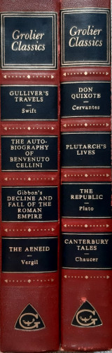 2 τομοι Don Quixote Plutarch's Lives The Republic Canterbury Tales Gulliver's Travels The autobiography of benvenuto