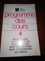 Programme des Cours 4, Universite de Liege 1984-1985